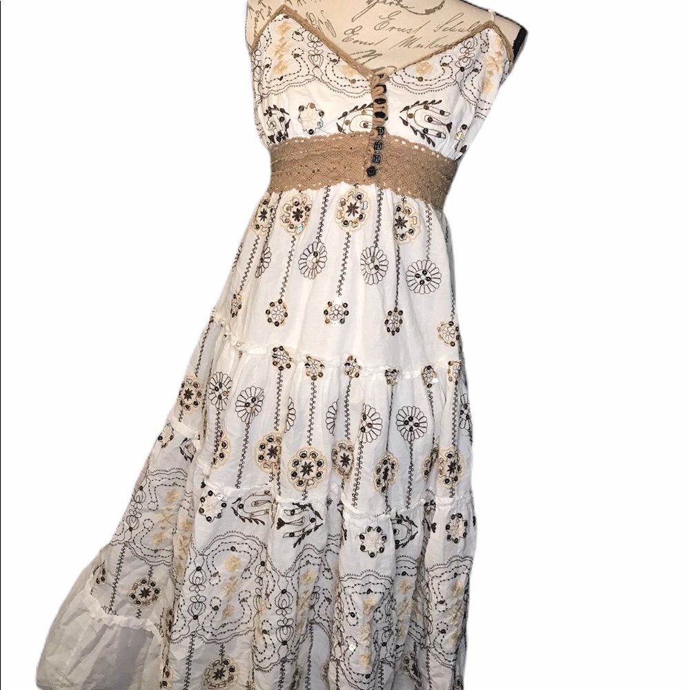 Vasna desire bohemian dress size large brown:white